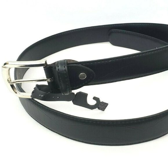 Men's Leather 1.25" Non Reversible Belt Black Croc - Picture 1 of 9